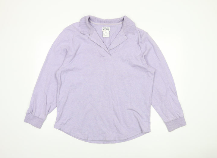 Escada Sport Women Lilac Cotton Pullover Sweatshirt L Long Sleeve