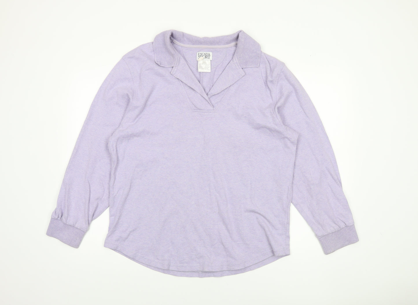 Escada Sport Women Lilac Cotton Pullover Sweatshirt L Long Sleeve