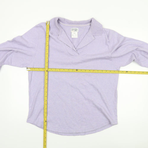 Escada Sport Women Lilac Cotton Pullover Sweatshirt L Long Sleeve