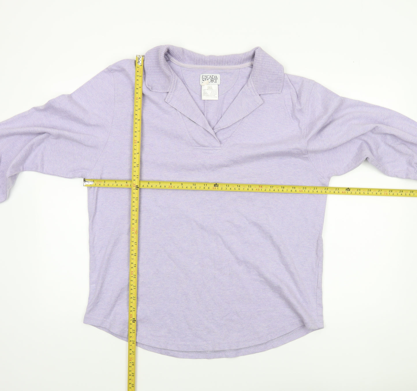 Escada Sport Women Lilac Cotton Pullover Sweatshirt L Long Sleeve