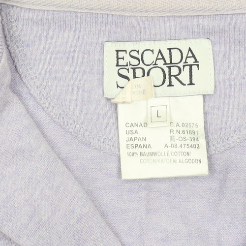 Escada Sport Women Lilac Cotton Pullover Sweatshirt L Long Sleeve