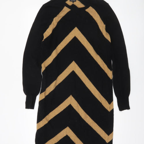 Jaeger Women's Black Knee Length Chevron Jumper Dress M