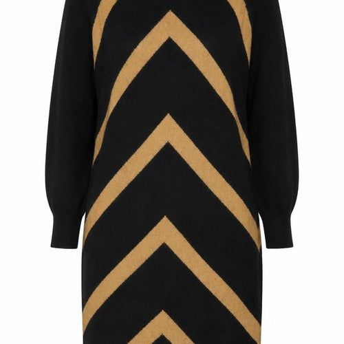 Jaeger Women's Black Knee Length Chevron Jumper Dress M