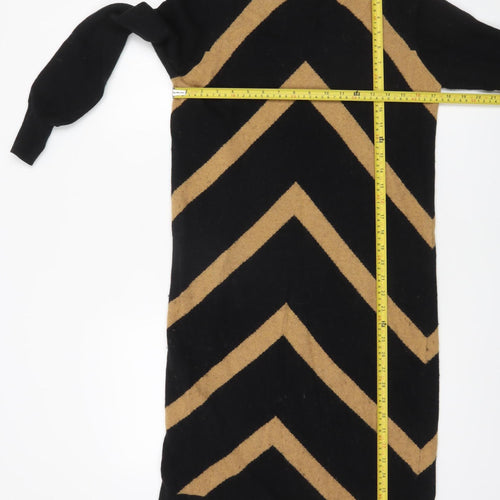 Jaeger Women's Black Knee Length Chevron Jumper Dress M