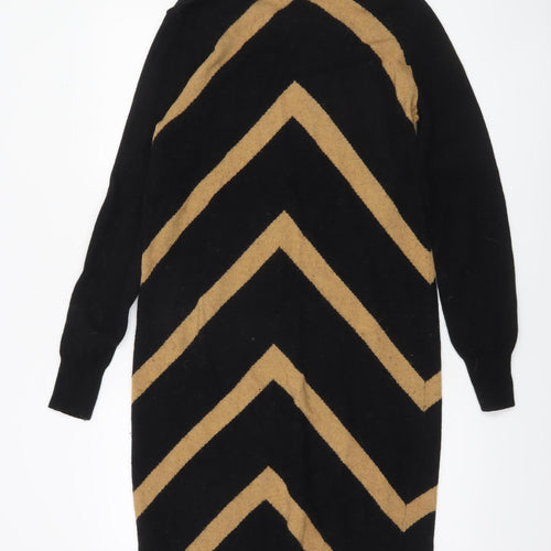Jaeger Women's Black Knee Length Chevron Jumper Dress M