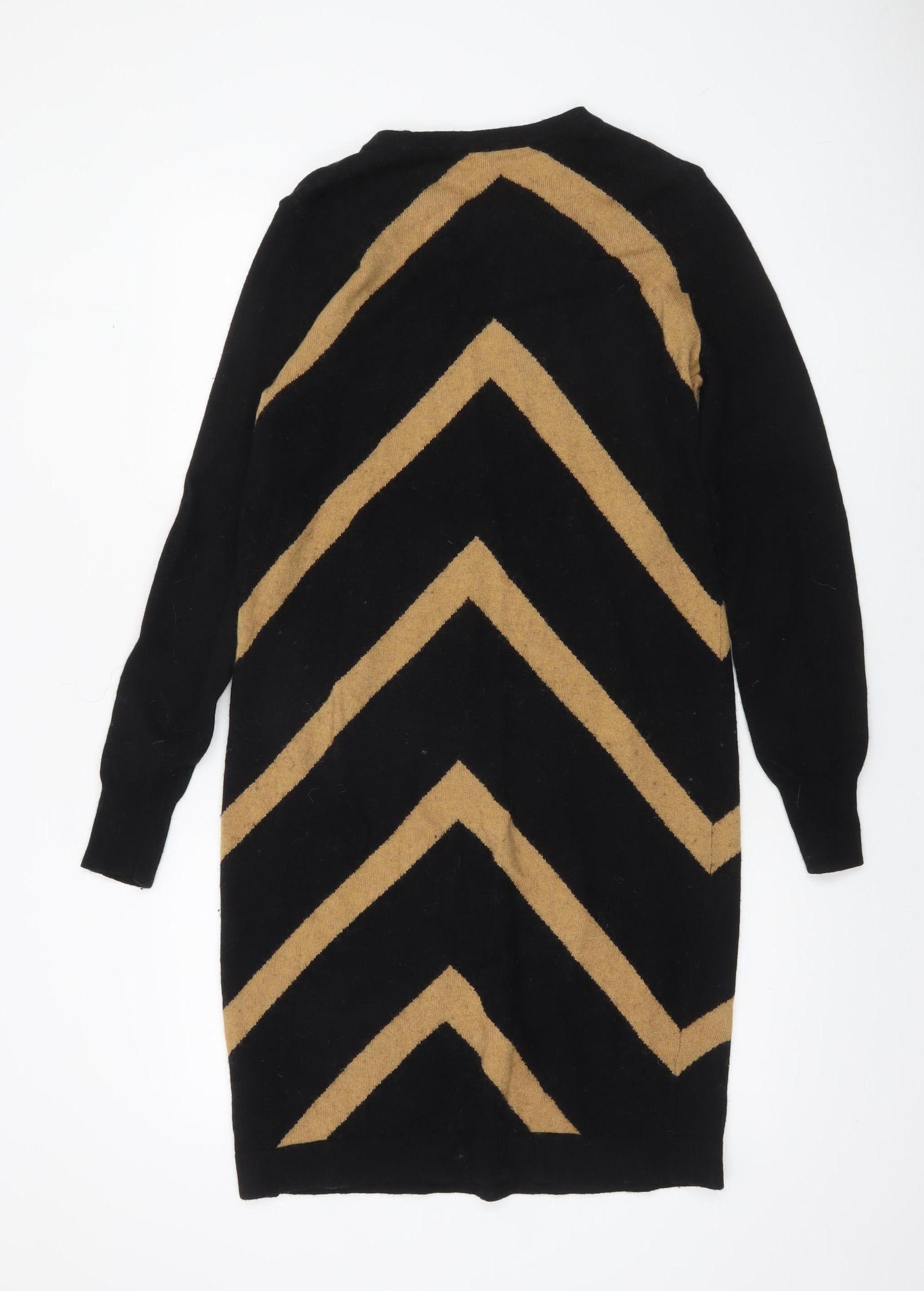 Jaeger Women's Black Knee Length Chevron Jumper Dress M
