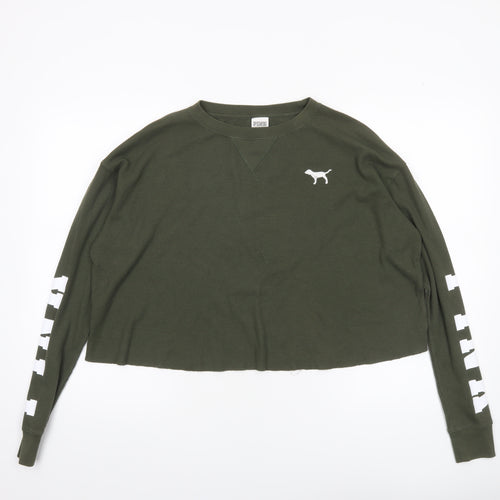 Victoria's Secret PINK Womens Green XS Cropped Long Sleeve Top