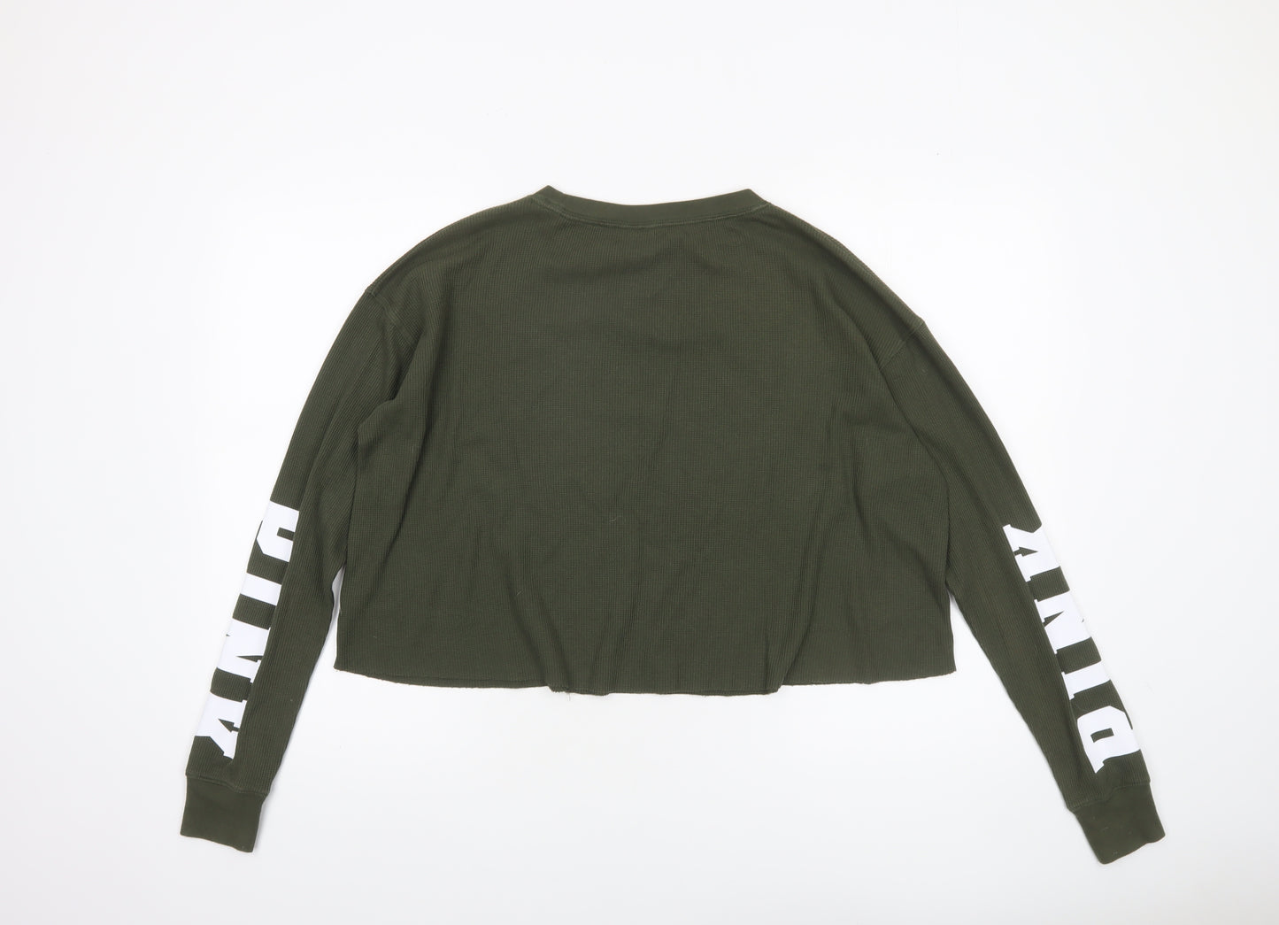 Victoria's Secret PINK Womens Green XS Cropped Long Sleeve Top