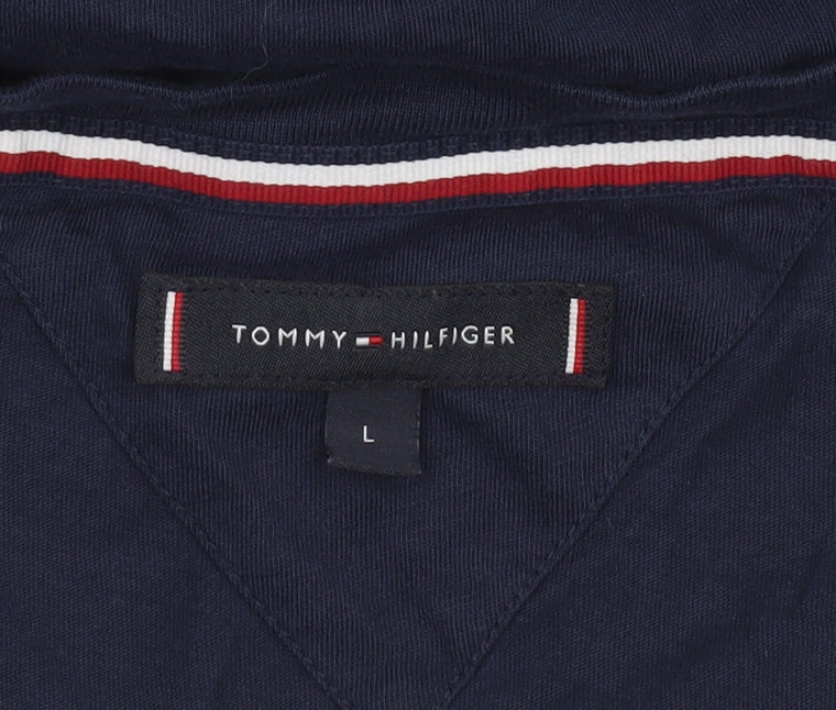 Tommy Hilfiger Men's Blue V-Neck Cotton Short Sleeve T-Shirt L