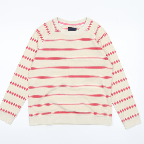 Crew Clothing Company Womens Beige Striped Cotton Pullover Sweatshirt Size 10