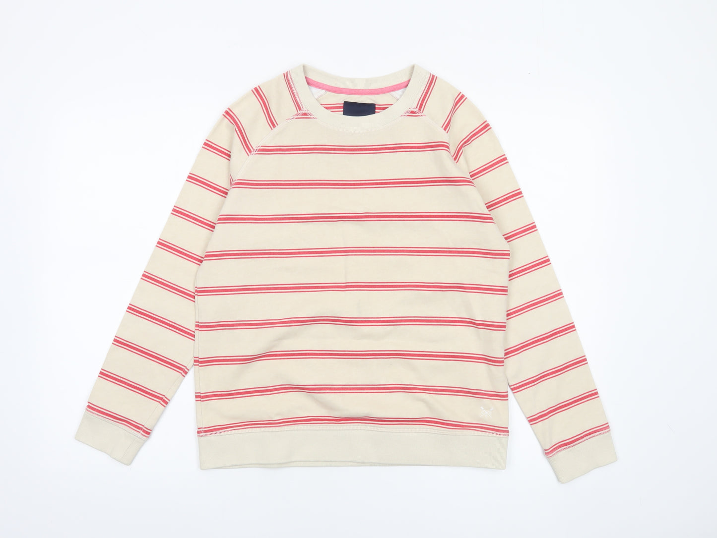 Crew Clothing Company Womens Beige Striped Cotton Pullover Sweatshirt Size 10