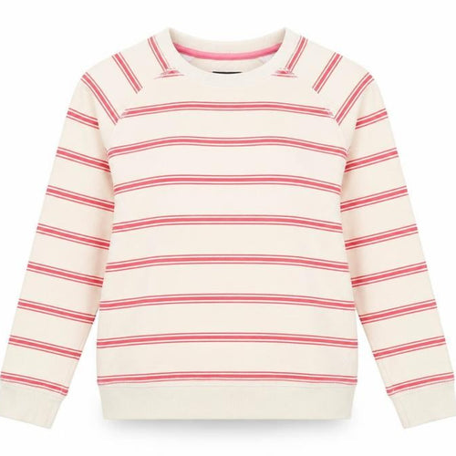 Crew Clothing Company Womens Beige Striped Cotton Pullover Sweatshirt Size 10