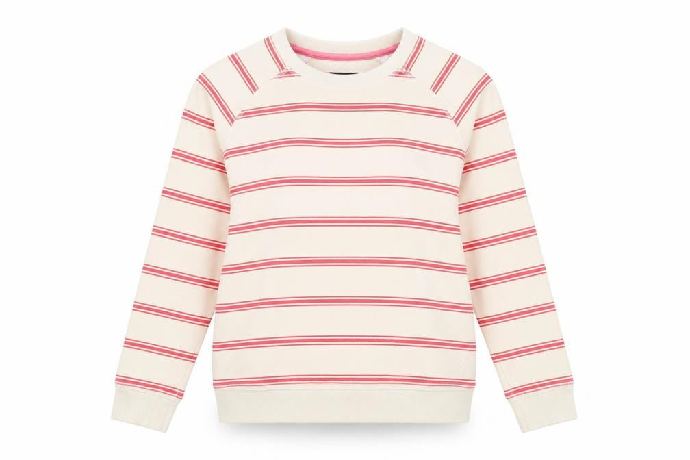 Crew Clothing Company Womens Beige Striped Cotton Pullover Sweatshirt Size 10