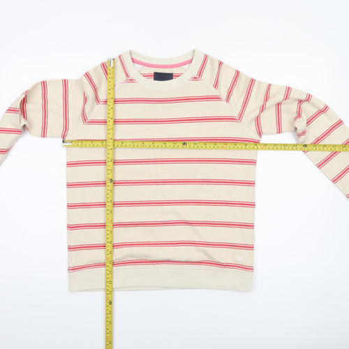 Crew Clothing Company Womens Beige Striped Cotton Pullover Sweatshirt Size 10