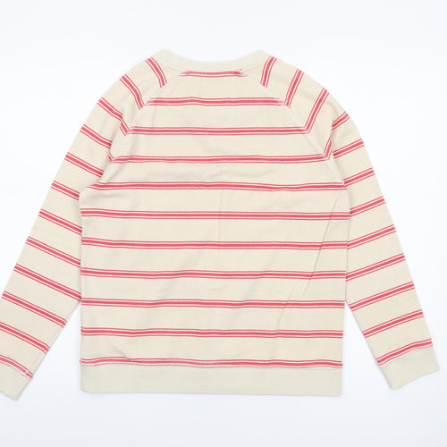 Crew Clothing Company Womens Beige Striped Cotton Pullover Sweatshirt Size 10
