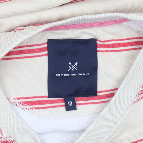 Crew Clothing Company Womens Beige Striped Cotton Pullover Sweatshirt Size 10