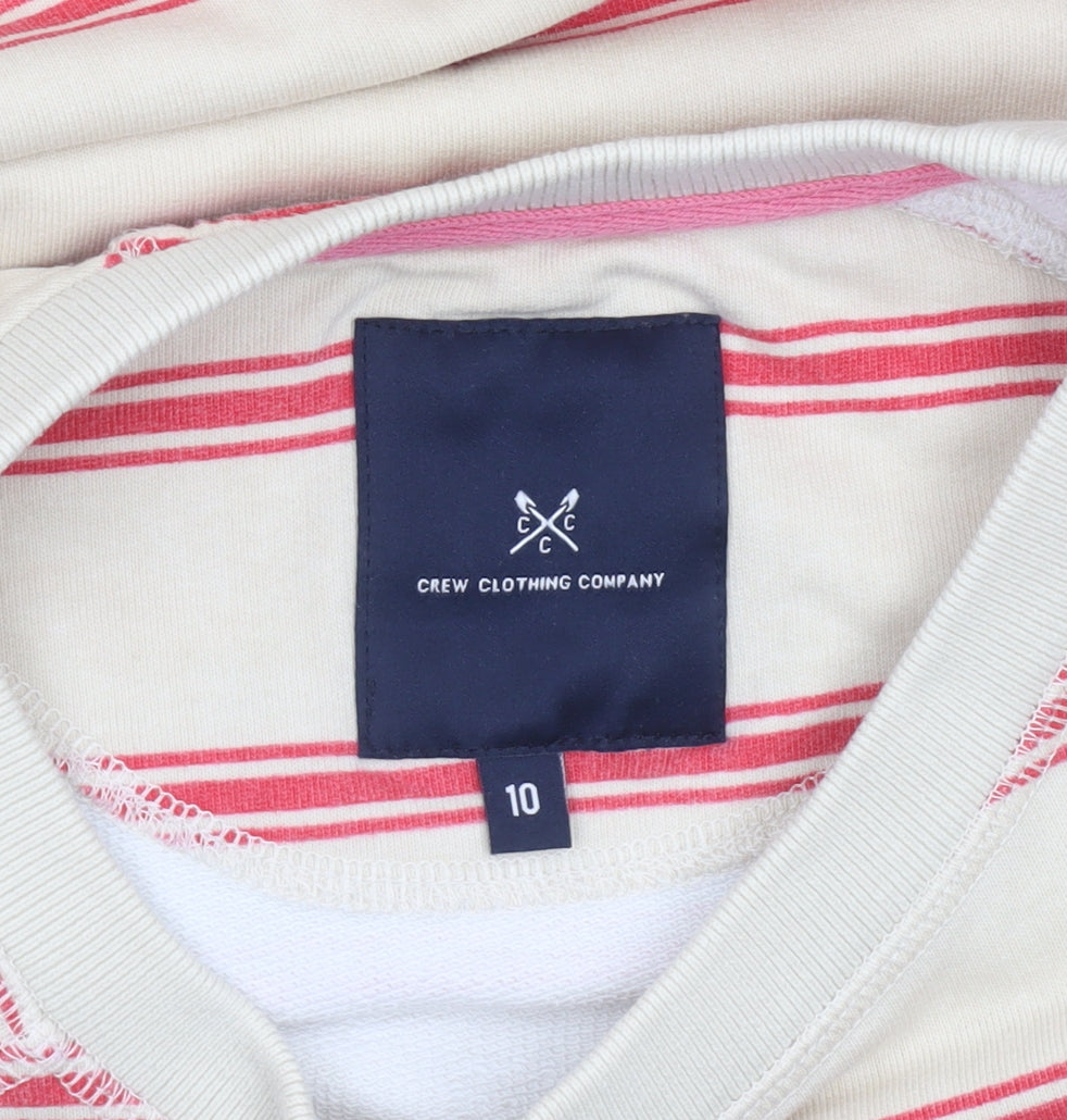Crew Clothing Company Womens Beige Striped Cotton Pullover Sweatshirt Size 10