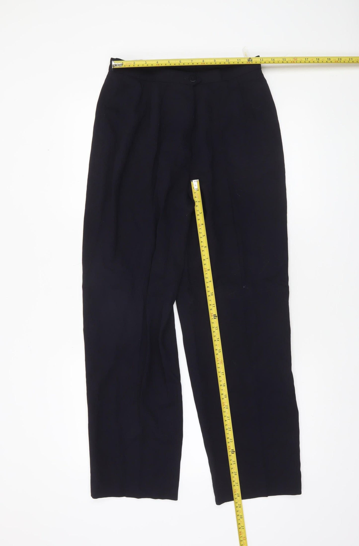Country Casuals Women Black Petite 12 Wool Blend Straight Trousers
