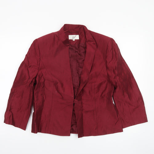 CC Women Burgundy Linen Blend Single-Breasted Blazer Size 14