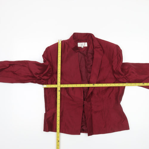 CC Women Burgundy Linen Blend Single-Breasted Blazer Size 14