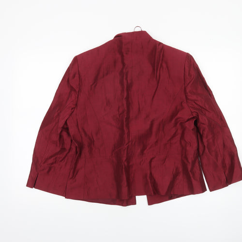 CC Women Burgundy Linen Blend Single-Breasted Blazer Size 14