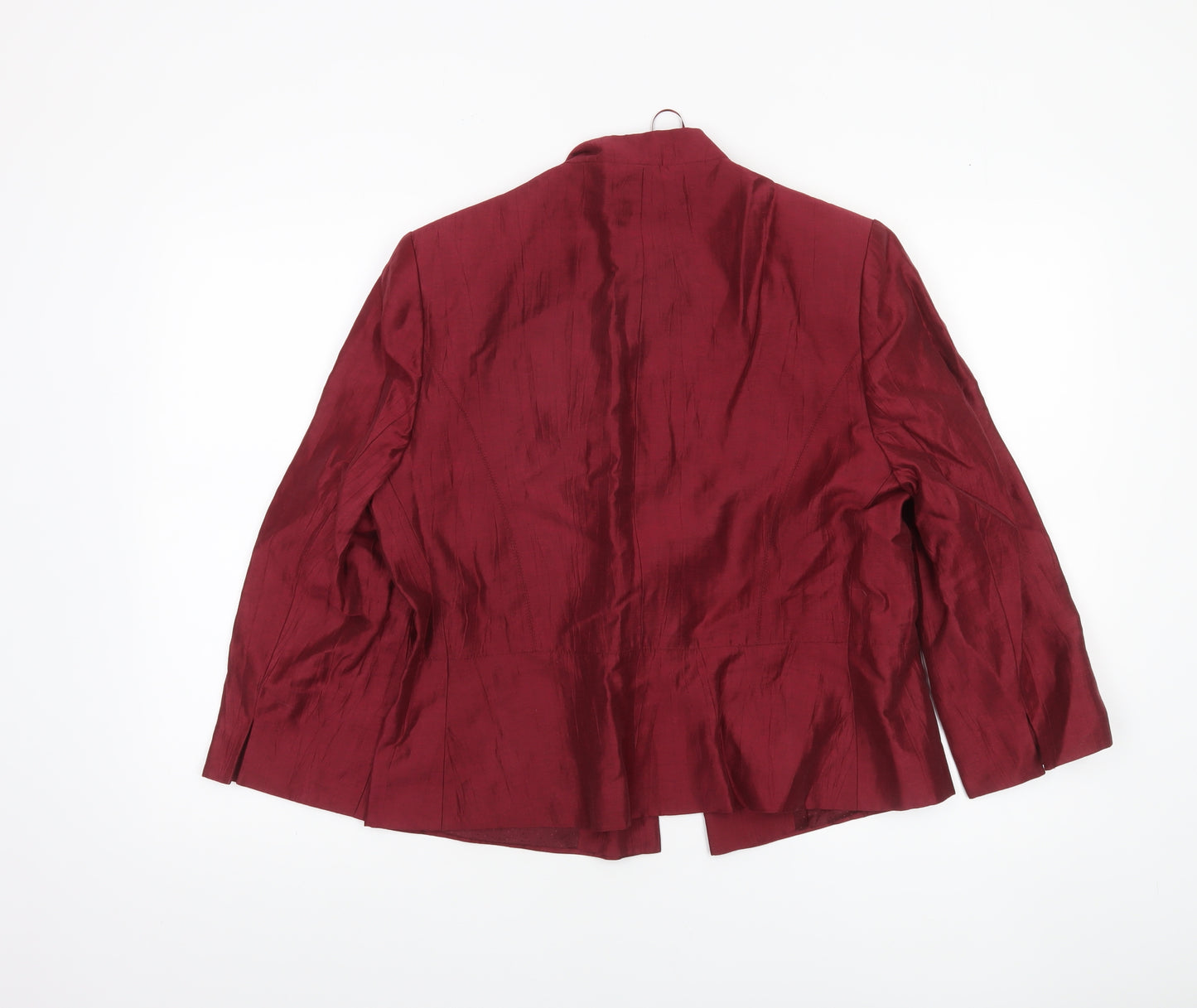 CC Women Burgundy Linen Blend Single-Breasted Blazer Size 14