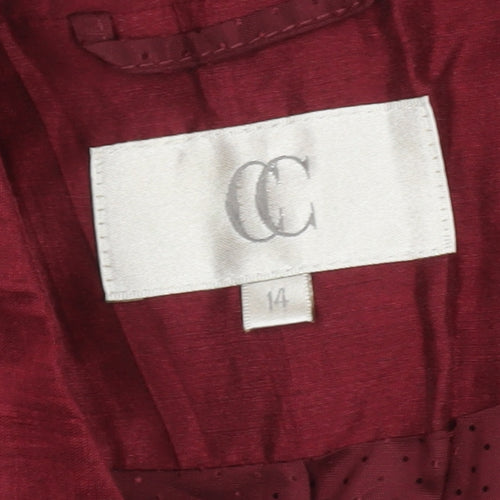 CC Women Burgundy Linen Blend Single-Breasted Blazer Size 14
