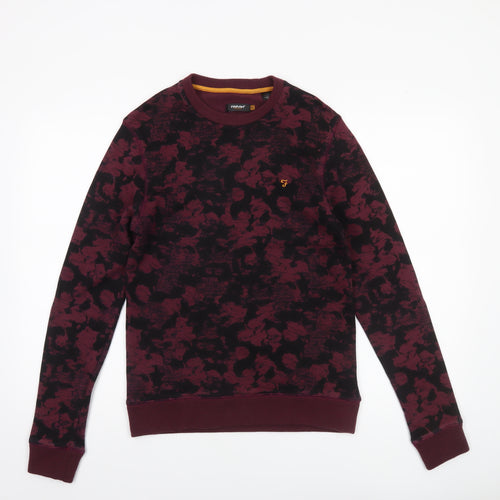 Farah Men's Red Graphic Print Cotton Crew Neck Sweatshirt Size S
