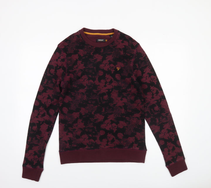 Farah Men's Red Graphic Print Cotton Crew Neck Sweatshirt Size S