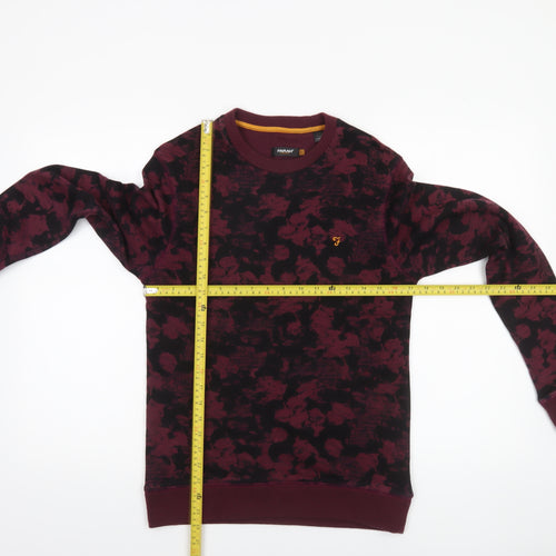 Farah Men's Red Graphic Print Cotton Crew Neck Sweatshirt Size S