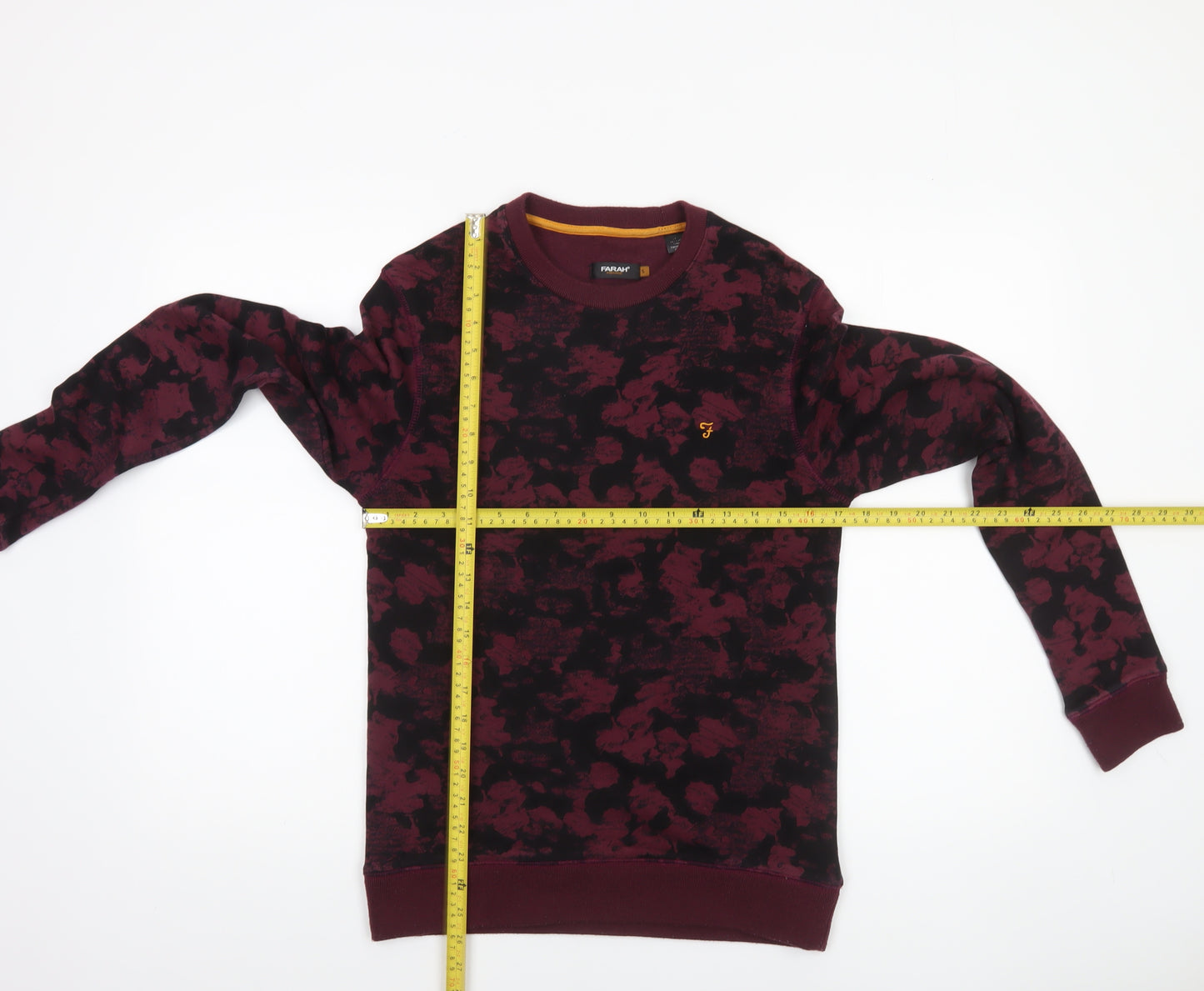 Farah Men's Red Graphic Print Cotton Crew Neck Sweatshirt Size S