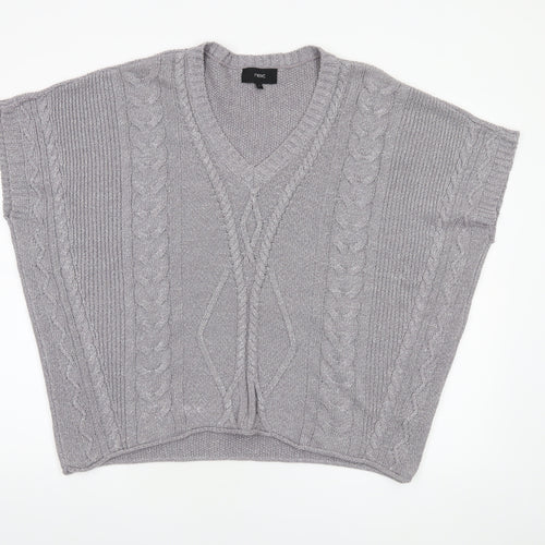 Next Women’s Grey Cable-Knit Sleeveless V-Neck Jumper Vest Size S