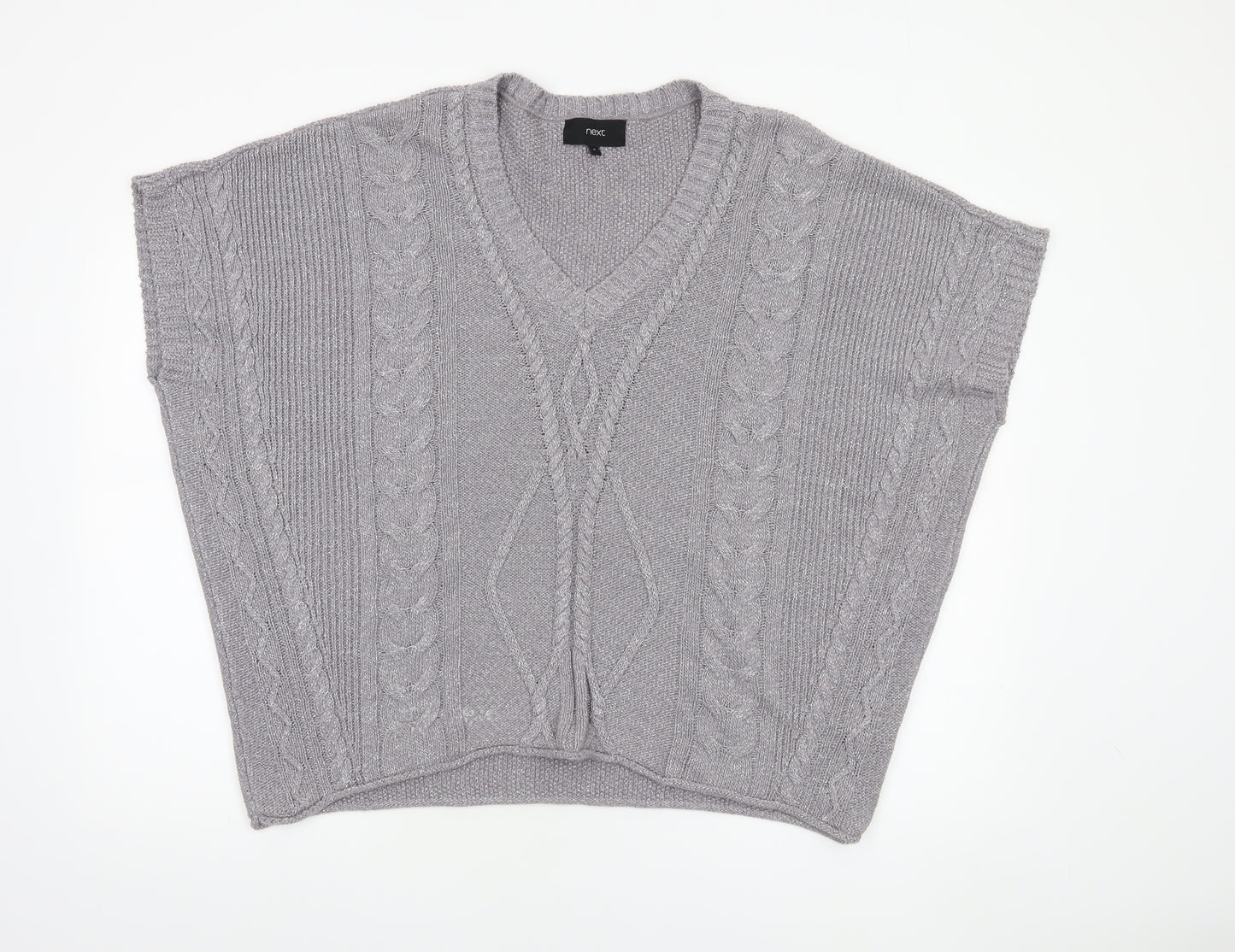 Next Women’s Grey Cable-Knit Sleeveless V-Neck Jumper Vest Size S