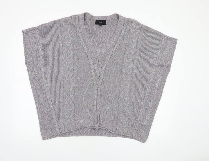 Next Women’s Grey Cable-Knit Sleeveless V-Neck Jumper Vest Size S