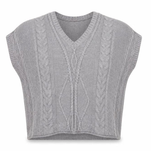 Next Women’s Grey Cable-Knit Sleeveless V-Neck Jumper Vest Size S