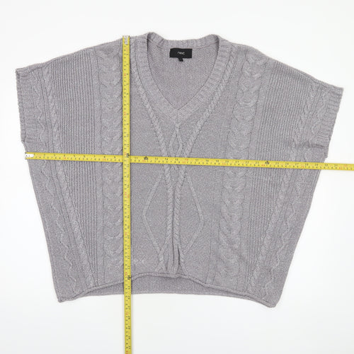 Next Women’s Grey Cable-Knit Sleeveless V-Neck Jumper Vest Size S