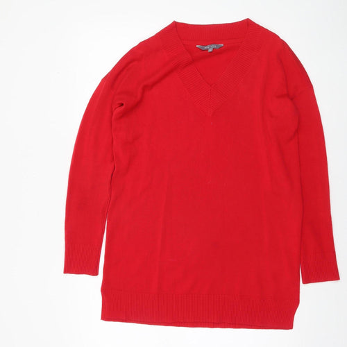 Principles Women’s Red V-Neck Long Sleeve Pullover Jumper Size 12