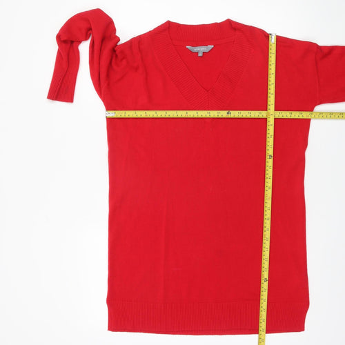 Principles Women’s Red V-Neck Long Sleeve Pullover Jumper Size 12