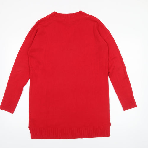 Principles Women’s Red V-Neck Long Sleeve Pullover Jumper Size 12