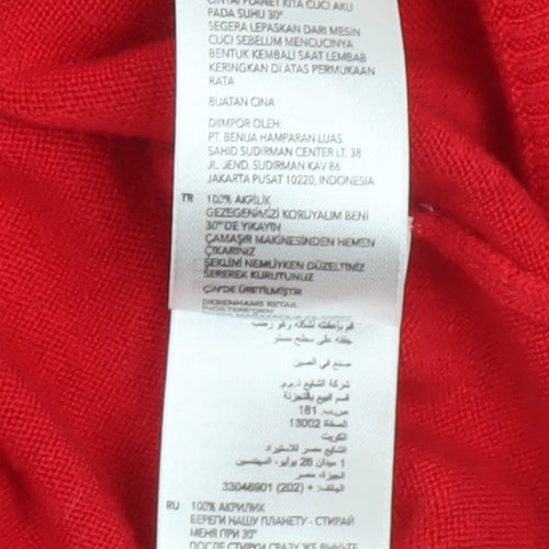 Principles Women’s Red V-Neck Long Sleeve Pullover Jumper Size 12