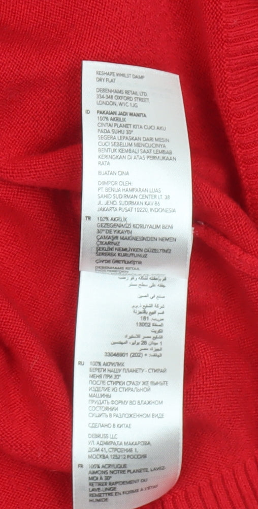 Principles Women’s Red V-Neck Long Sleeve Pullover Jumper Size 12