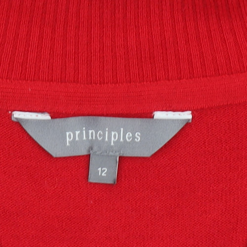 Principles Women’s Red V-Neck Long Sleeve Pullover Jumper Size 12