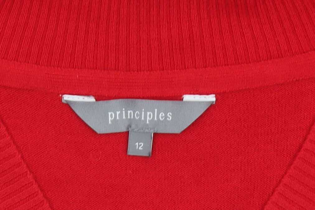 Principles Women’s Red V-Neck Long Sleeve Pullover Jumper Size 12