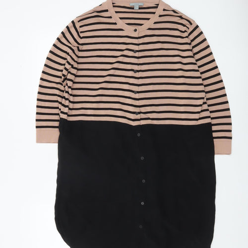 COS Women Beige Black Striped 3/4 Sleeve Tunic Shirt UK 12