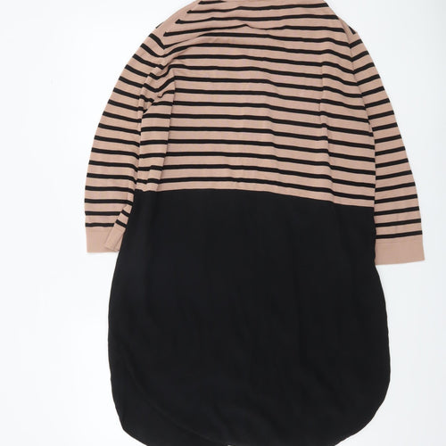 COS Women Beige Black Striped 3/4 Sleeve Tunic Shirt UK 12