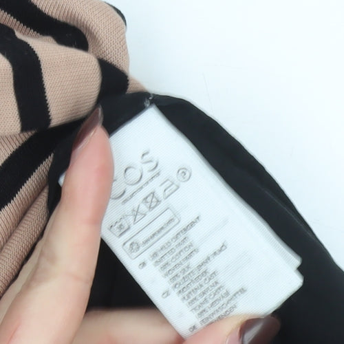 COS Women Beige Black Striped 3/4 Sleeve Tunic Shirt UK 12
