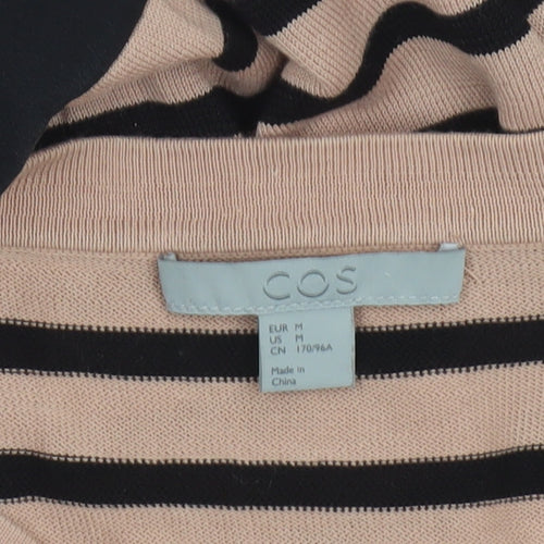 COS Women Beige Black Striped 3/4 Sleeve Tunic Shirt UK 12