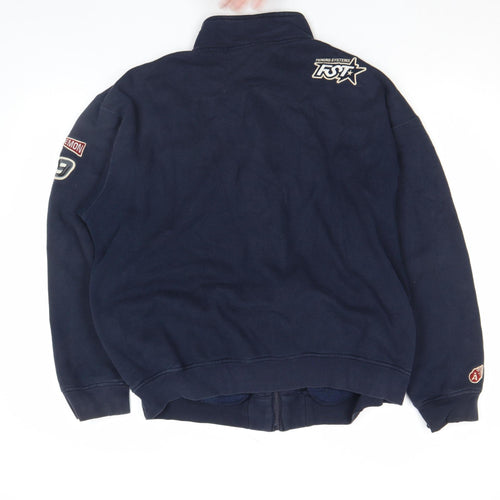 Defined Retro Men Blue Full Zip Racing Sweatshirt L