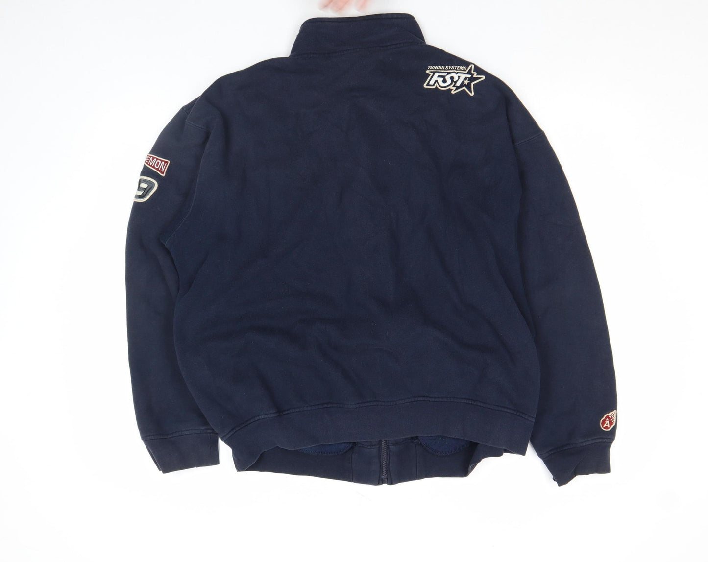 Defined Retro Men Blue Full Zip Racing Sweatshirt L