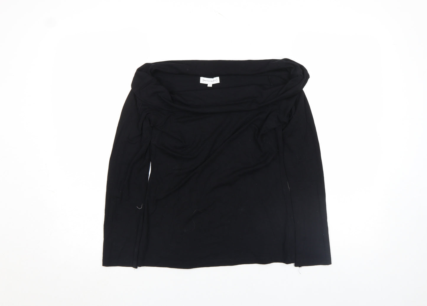 Warehouse Women’s Black Off Shoulder Long Sleeve Viscose Top Size 10